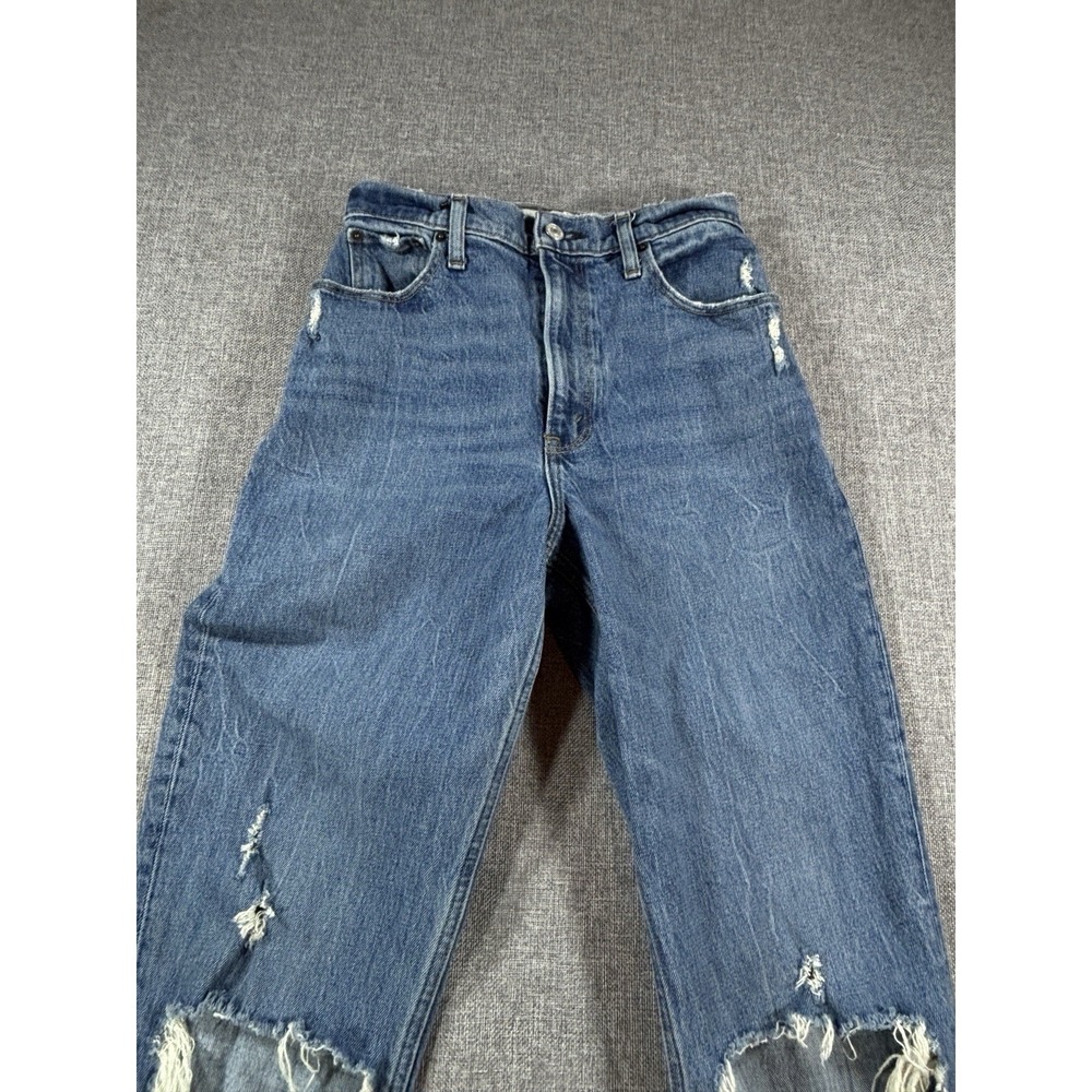 Abercrombie Curve Love 90s Straight Jeans Womens 26 2R Distressed High Rise